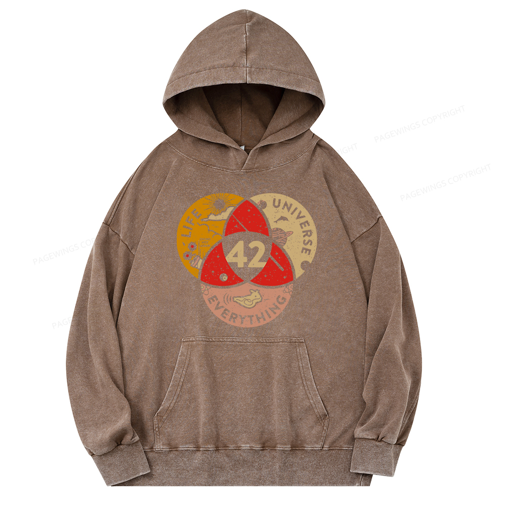 Pagewings 42 The Answer To Life The Universe And Everything Unisex Washed Hoodie