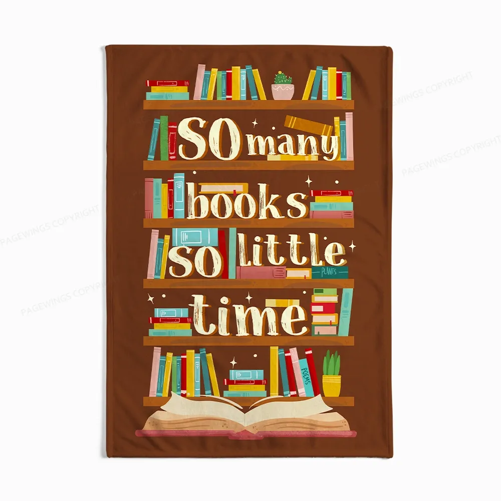 Pagewings So Many Books So Little Time Flannel Blanket