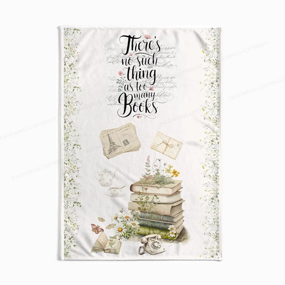 Pagewings There's No Such Thing As Too Many Books Flannel Blanket