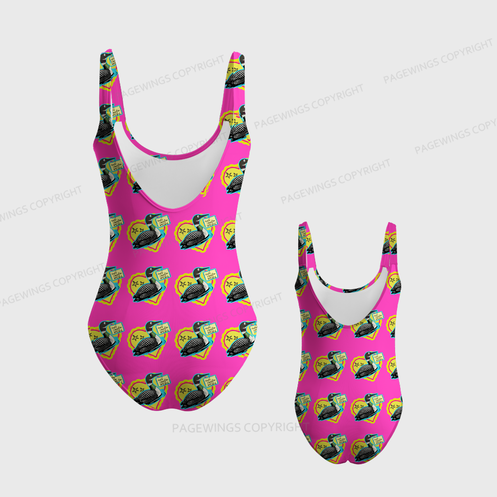 Pagewings Stupid Canadian Wolf Bird One-Piece Swimsuit 