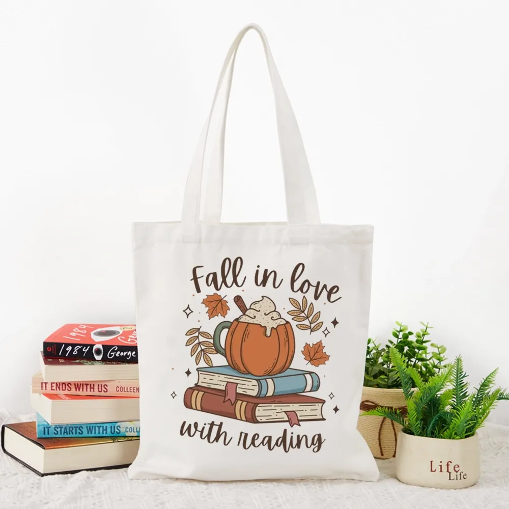 Pagewings Thanksgiving Fall in Love with Reading Tote Bag