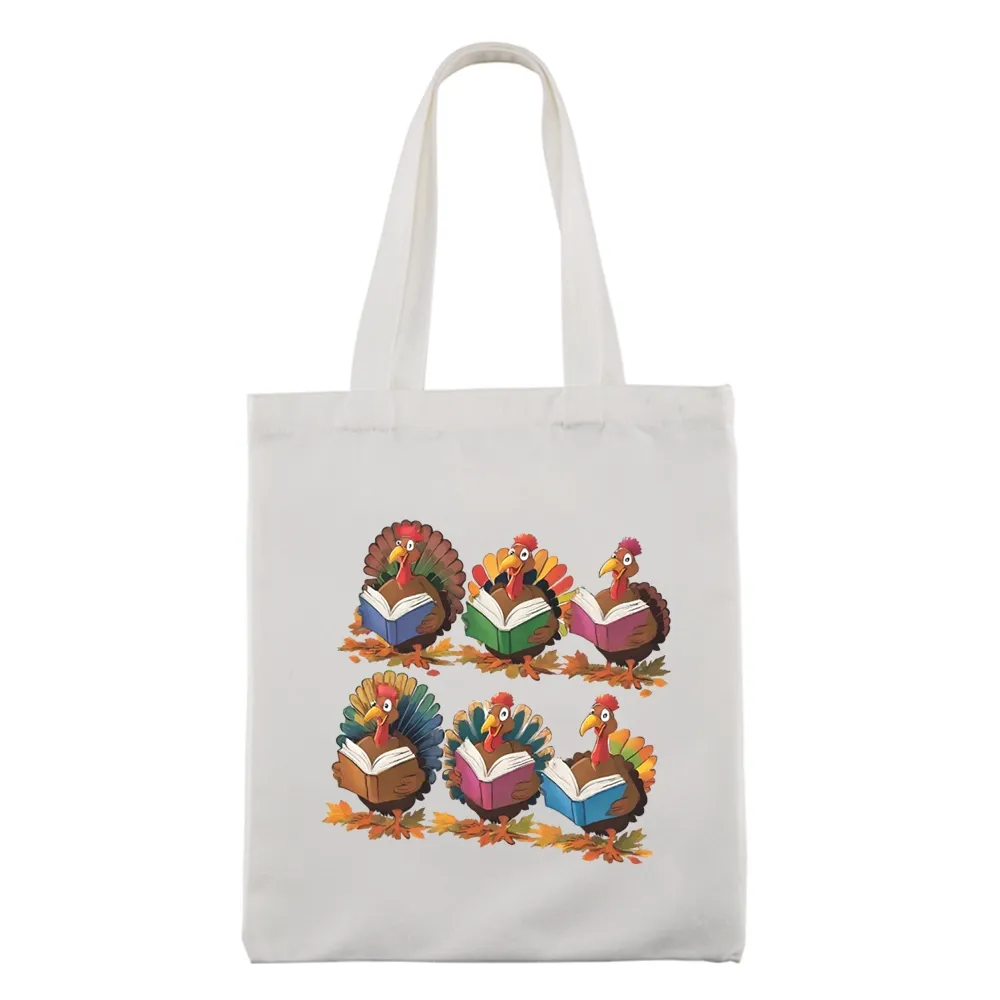 Pagewings Thanksgiving Fall Reading Turkey Tote Bag