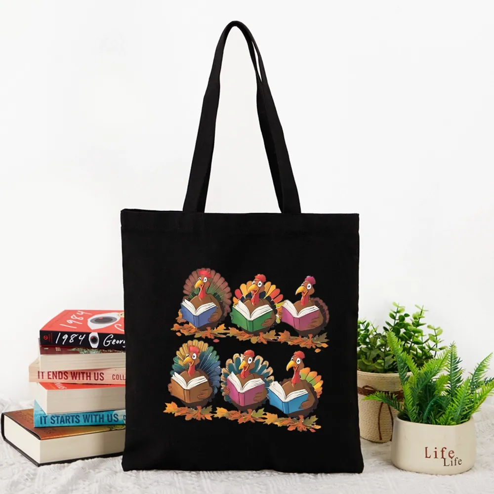 Pagewings Thanksgiving Fall Reading Turkey Tote Bag
