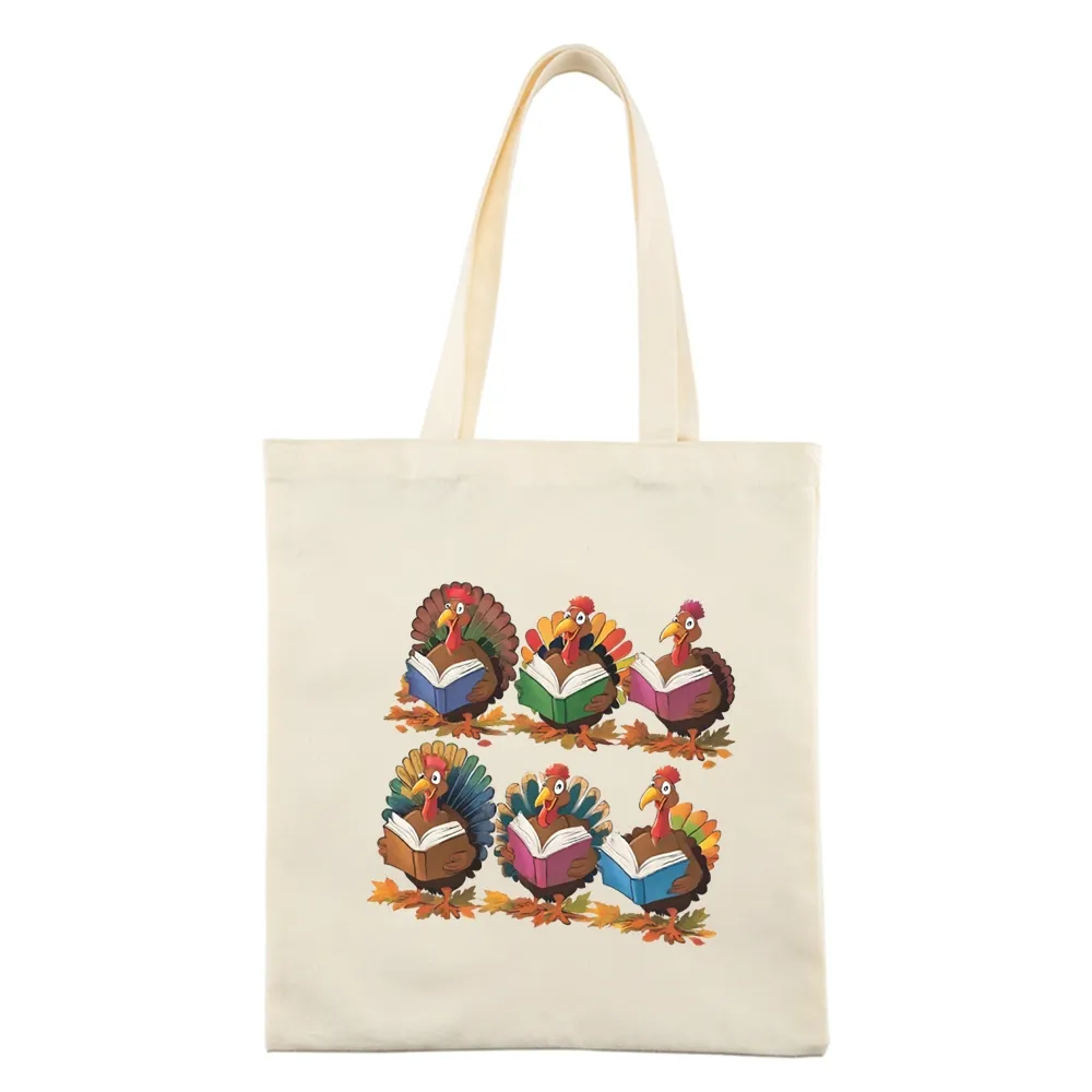 Pagewings Thanksgiving Fall Reading Turkey Tote Bag