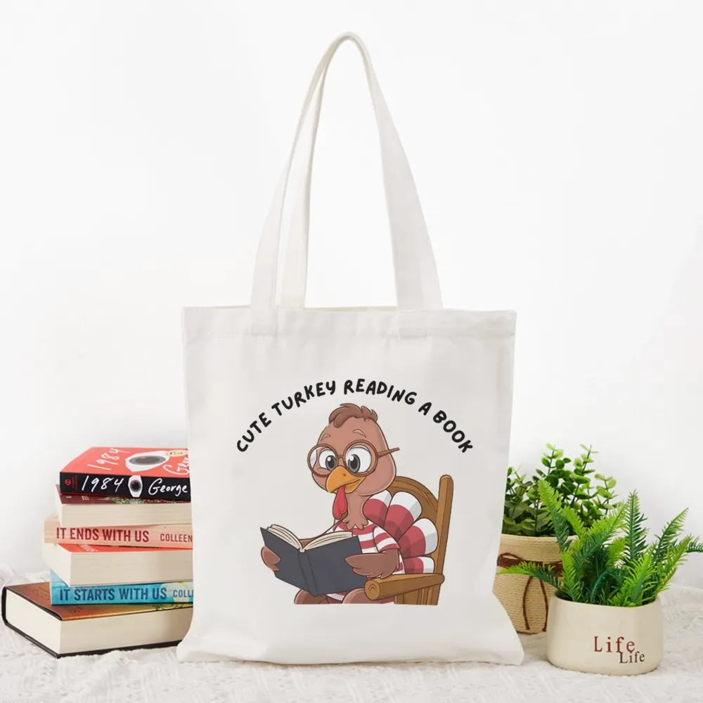 Pagewings Thanksgiving Turkey Reading A Book Tote Bag