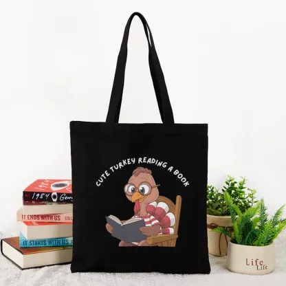 Pagewings Thanksgiving Turkey Reading A Book Tote Bag