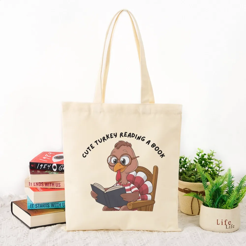 Pagewings Thanksgiving Turkey Reading A Book Tote Bag
