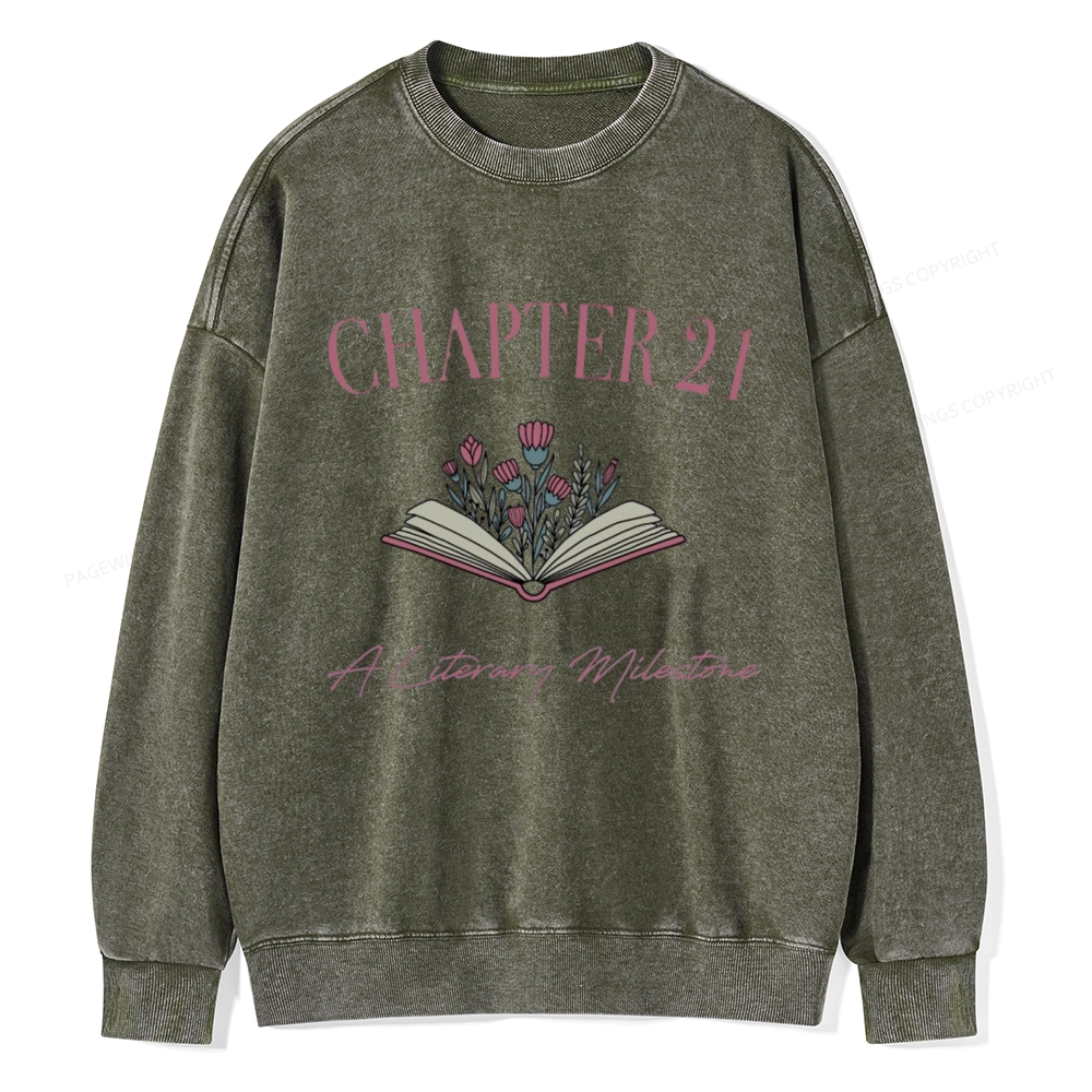 Pagewings Personalized Birthday Gift For Book Lover Unisex Washed Sweatshirt