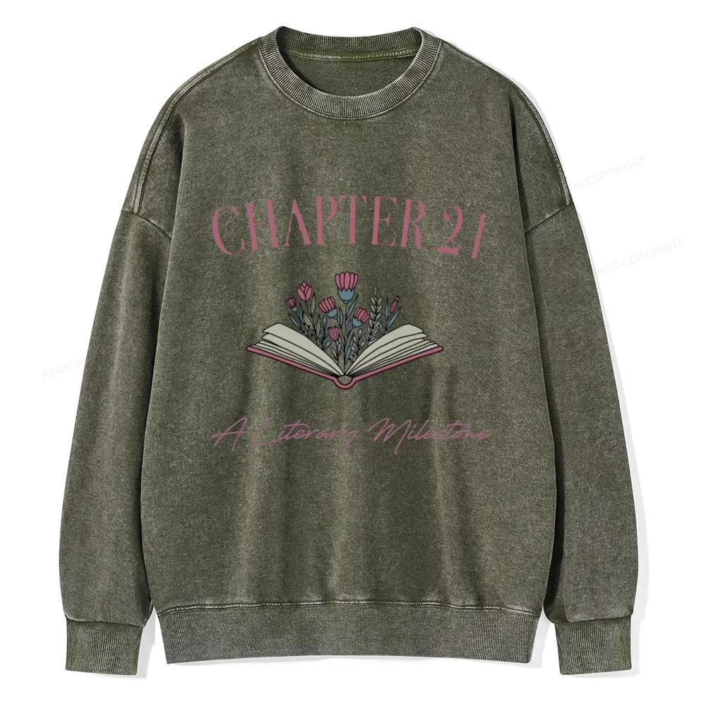 Pagewings Personalized Birthday Gift For Book Lover Unisex Washed Sweatshirt