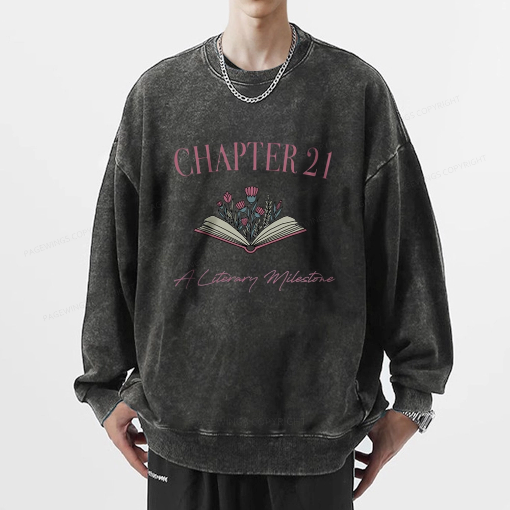 Pagewings Personalized Birthday Gift For Book Lover Unisex Washed Sweatshirt
