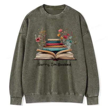 Pagewings Sorry I'm Booked Unisex Washed Sweatshirt