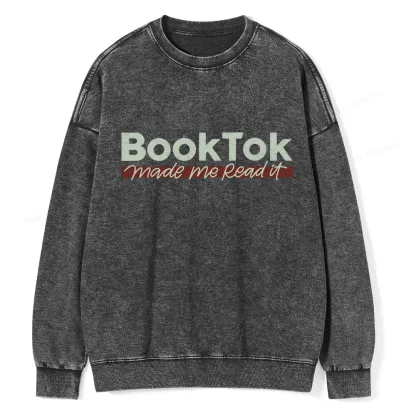 Pagewings Booktok Made Me Read It Unisex Washed Sweatshirt