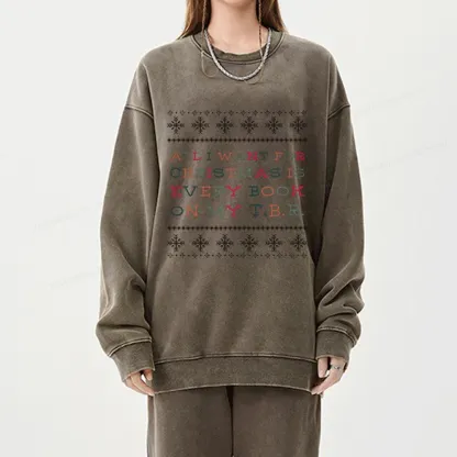 Pagewings All I Want For Christmas Is Every Book On My TBR Unisex Washed Sweatshirt