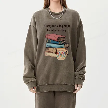 Pagewings Reading Fluffy Flock Unisex Washed Sweatshirt