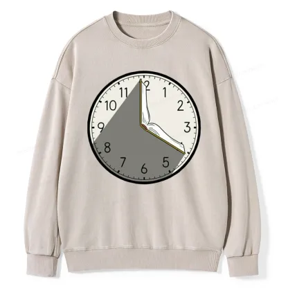 Pagewings Book Clock Unisex Washed Sweatshirt