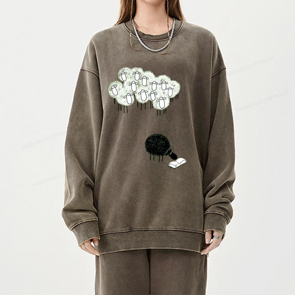 Pagewings Reading Fluffy Flock Unisex Washed Sweatshirt
