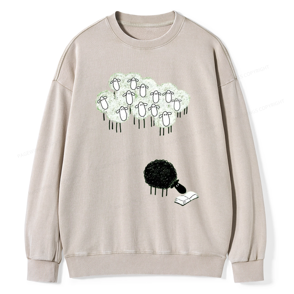 Pagewings Reading Fluffy Flock Unisex Washed Sweatshirt