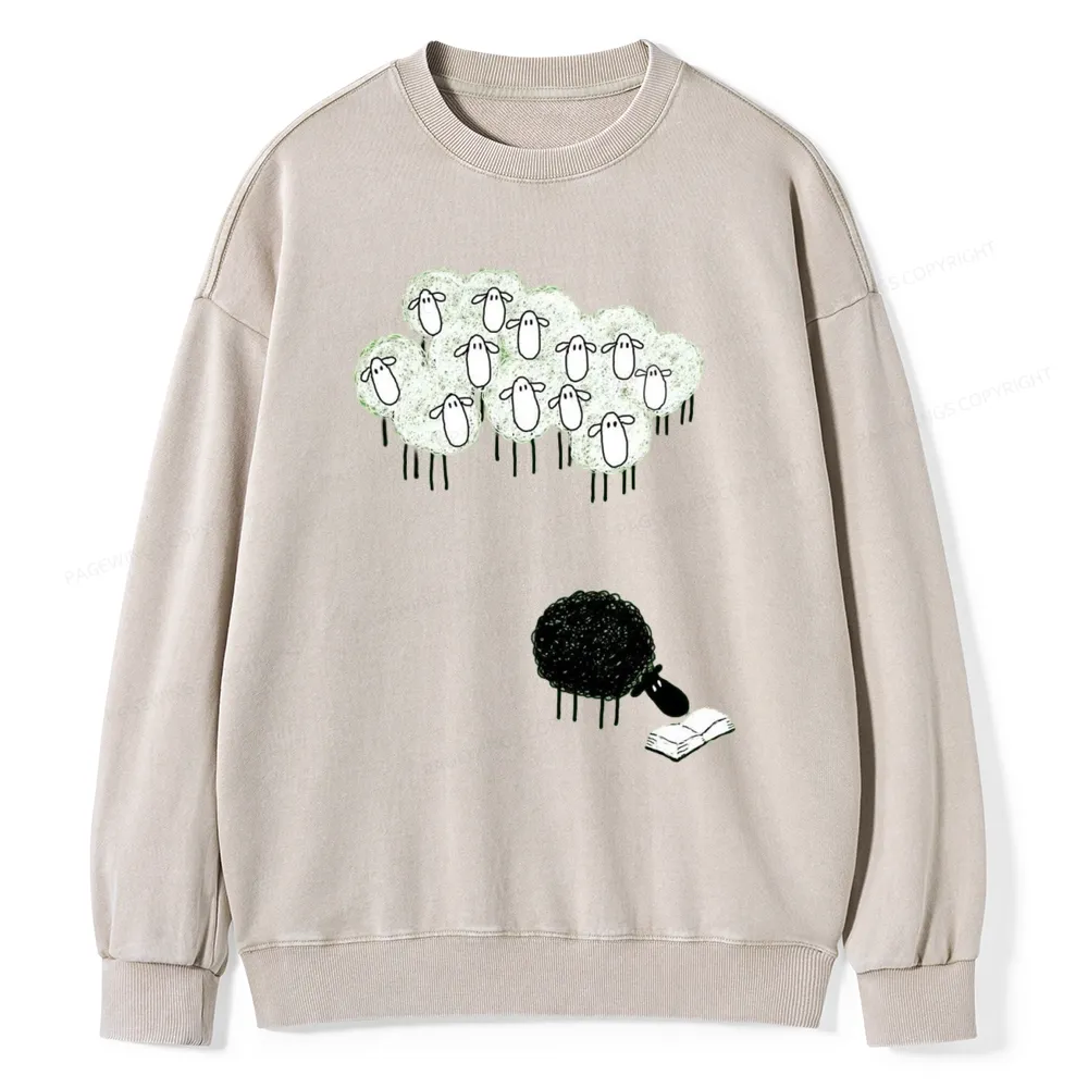 Pagewings Reading Fluffy Flock Unisex Washed Sweatshirt