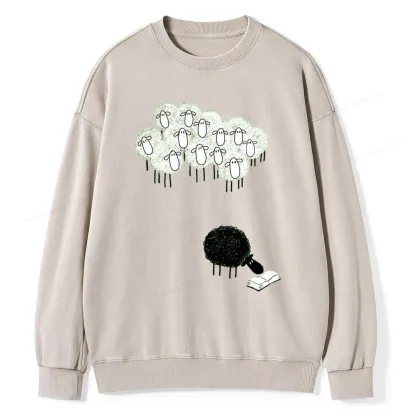 Pagewings Reading Fluffy Flock Unisex Washed Sweatshirt