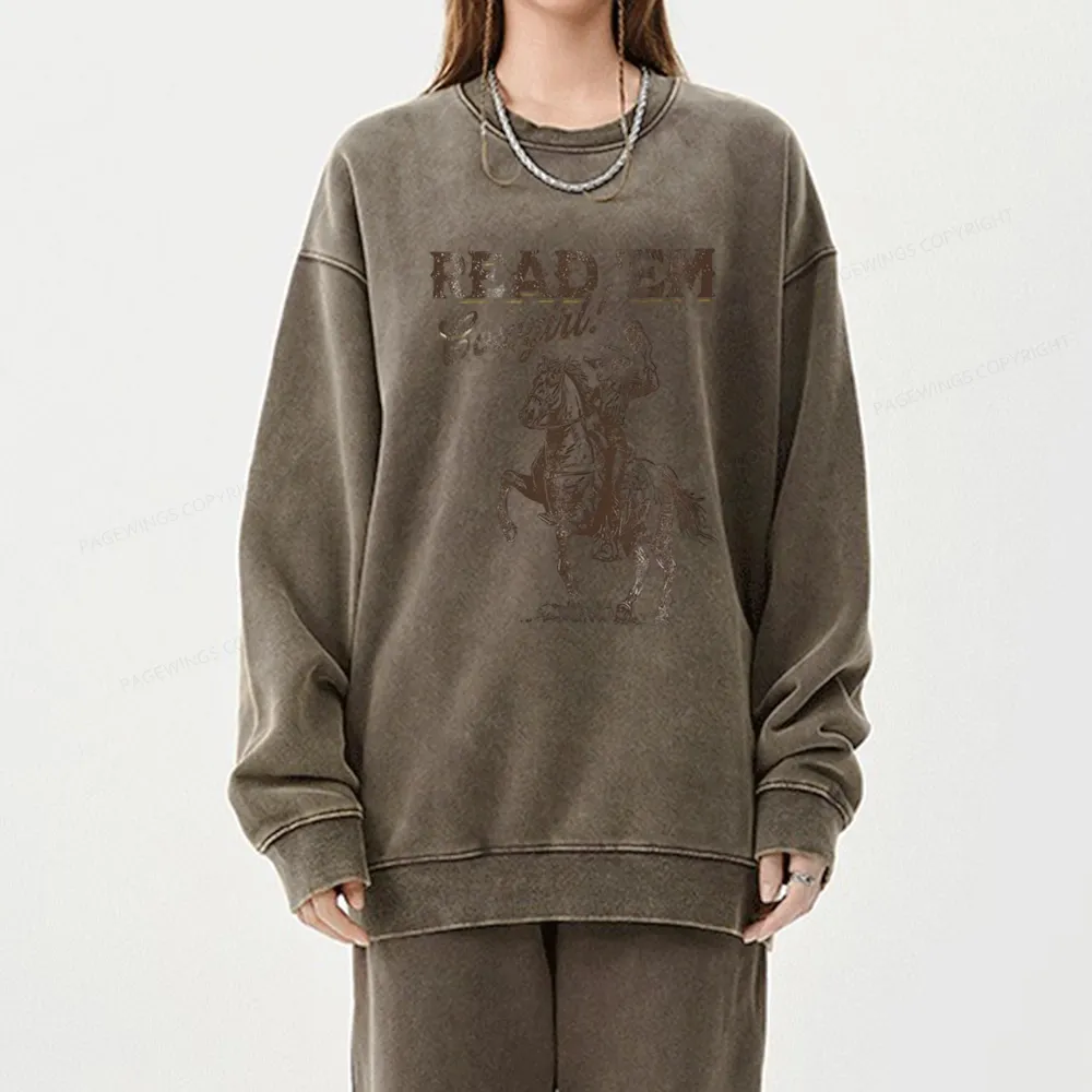 Pagewings Bookish Cowgirl Unisex Washed Sweatshirt