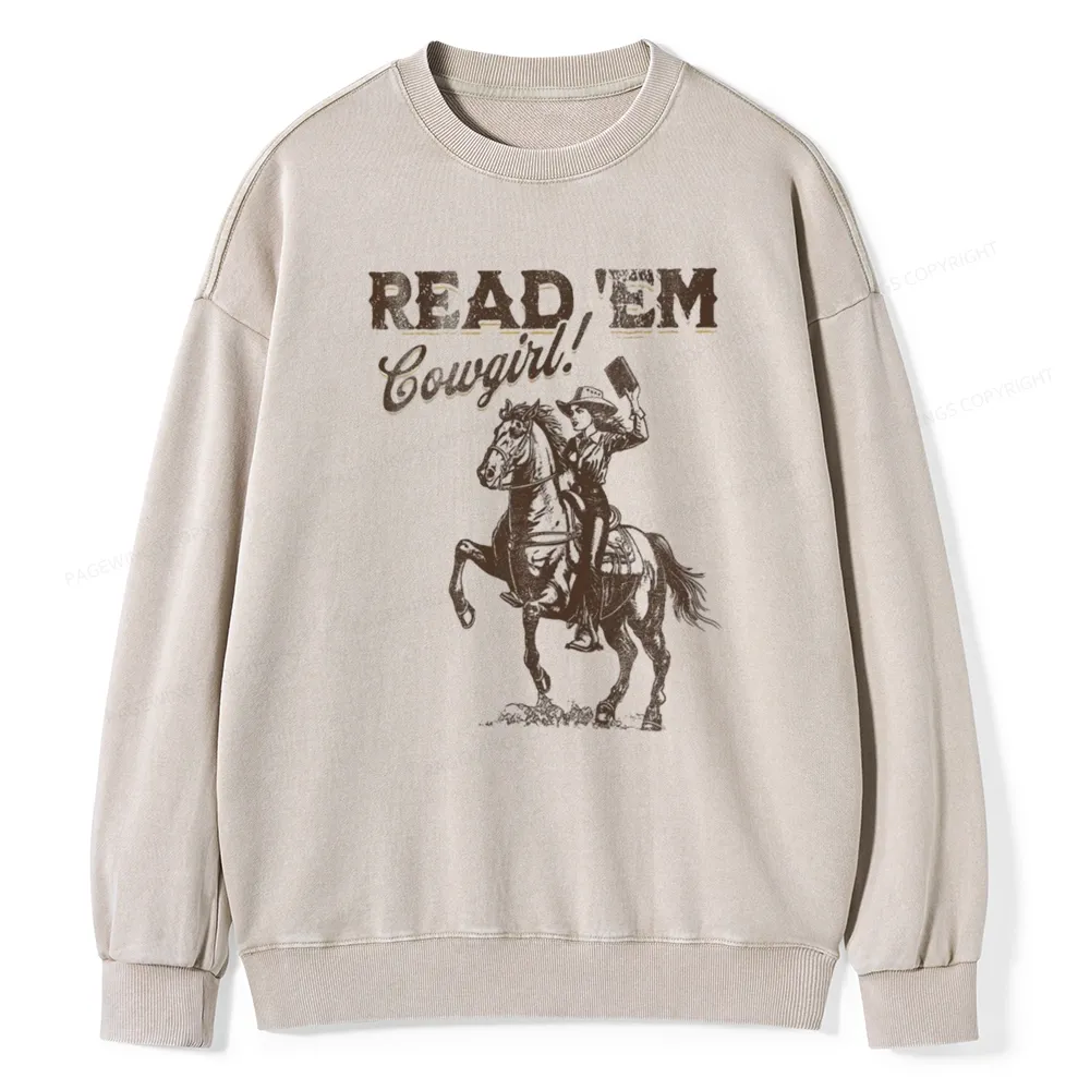 Pagewings Bookish Cowgirl Unisex Washed Sweatshirt