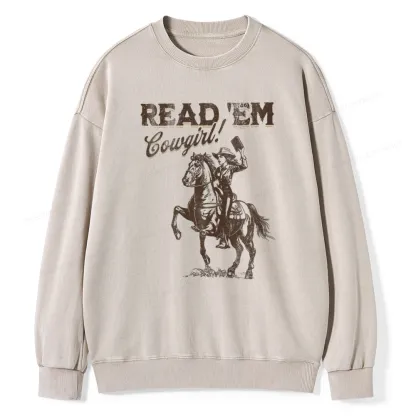 Pagewings Bookish Cowgirl Unisex Washed Sweatshirt