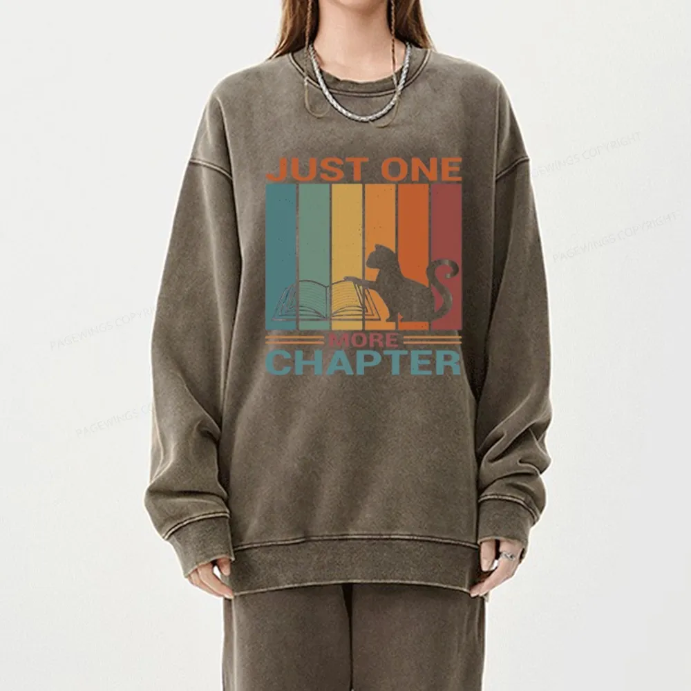 Pagewings Just One More Chapter Book Unisex Washed Sweatshirt