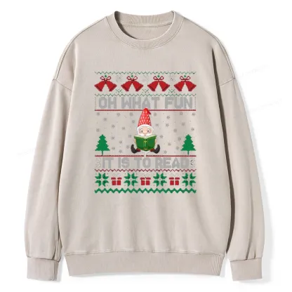 Pagewings Oh What Fun It Is To Read Unisex Washed Sweatshirt
