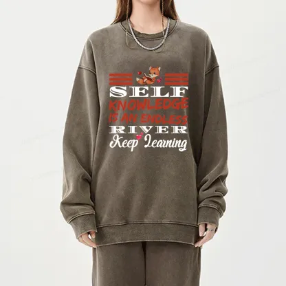 Pagewings Self Knowledge Is An Endless River Unisex Washed Sweatshirt