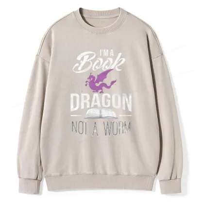 Pagewings Im A Book Dragon Not A Worm Unisex Washed Sweatshirt