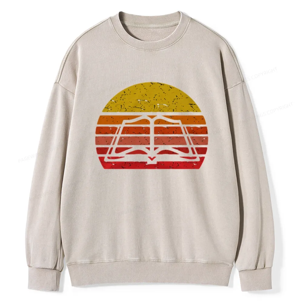 Pagewings Vintage Book Reading Lover Unisex Washed Sweatshirt
