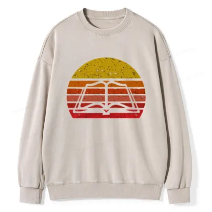 Pagewings Vintage Book Reading Lover Unisex Washed Sweatshirt