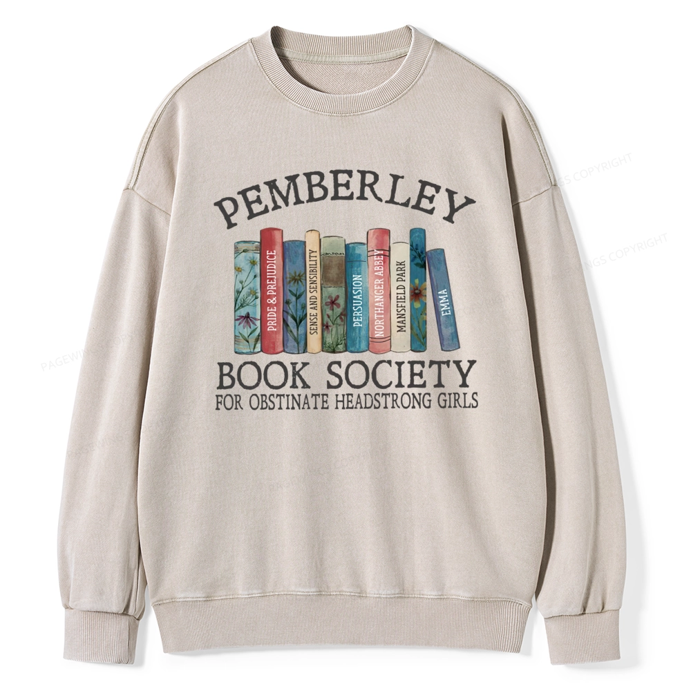 Pagewings Pemberley Book Society Unisex Washed Sweatshirt