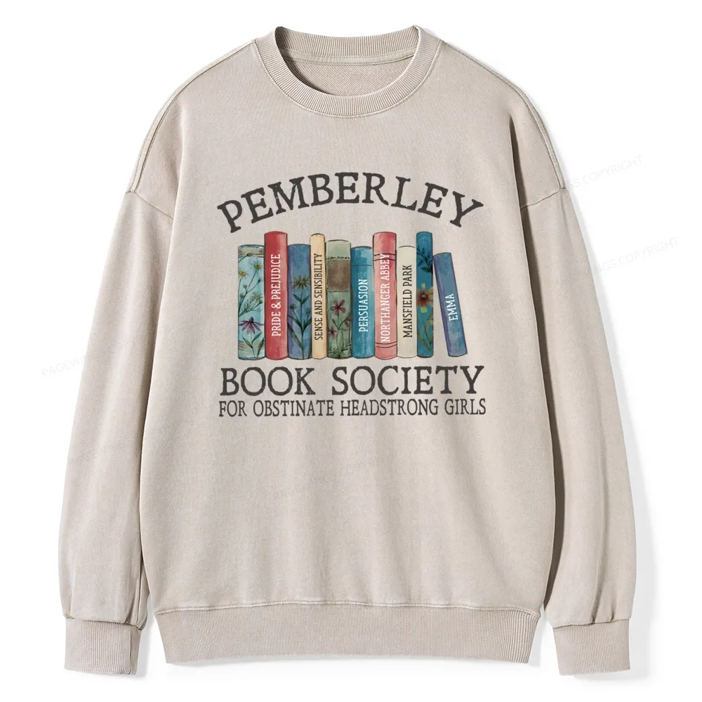Pagewings Pemberley Book Society Unisex Washed Sweatshirt