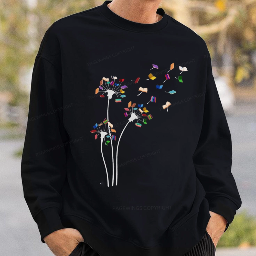 Pagewings Cute Dandelion Books Flower Fly Unisex Classic Sweatshirt
