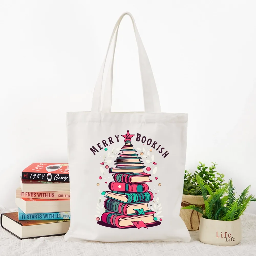 Pagewings Merry & Bookish Christmas Tote Bag