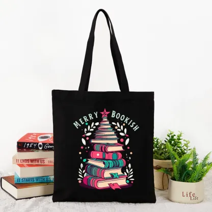 Pagewings Merry & Bookish Christmas Tote Bag