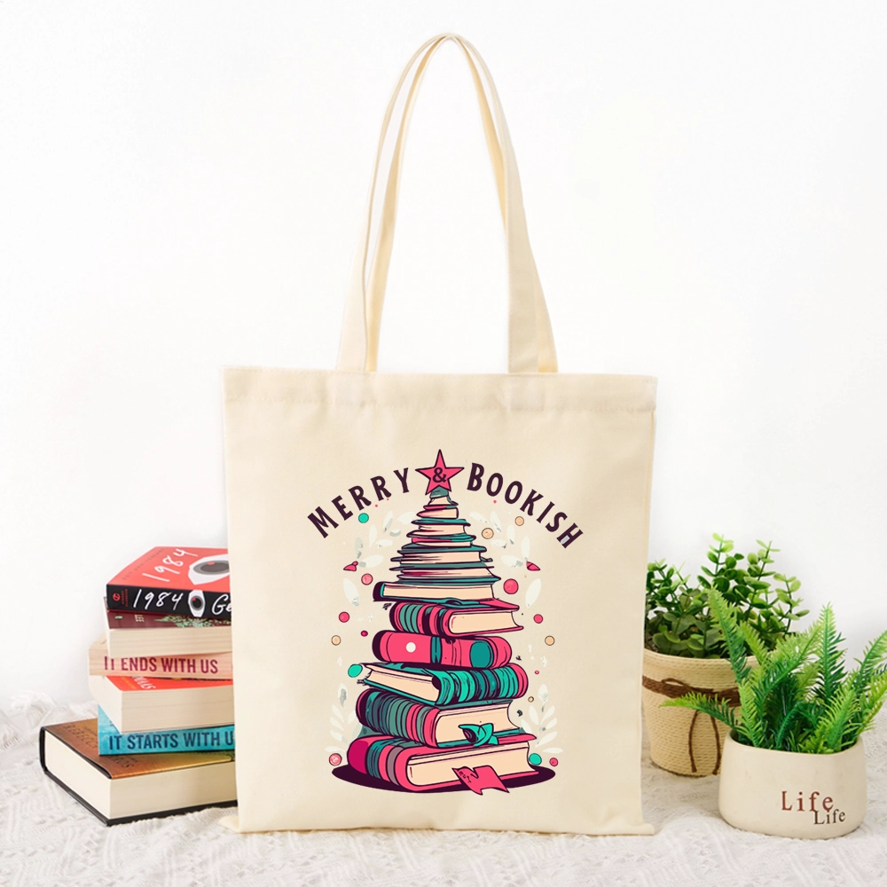 Pagewings Merry & Bookish Christmas Tote Bag