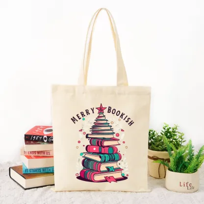 Pagewings Merry & Bookish Christmas Tote Bag