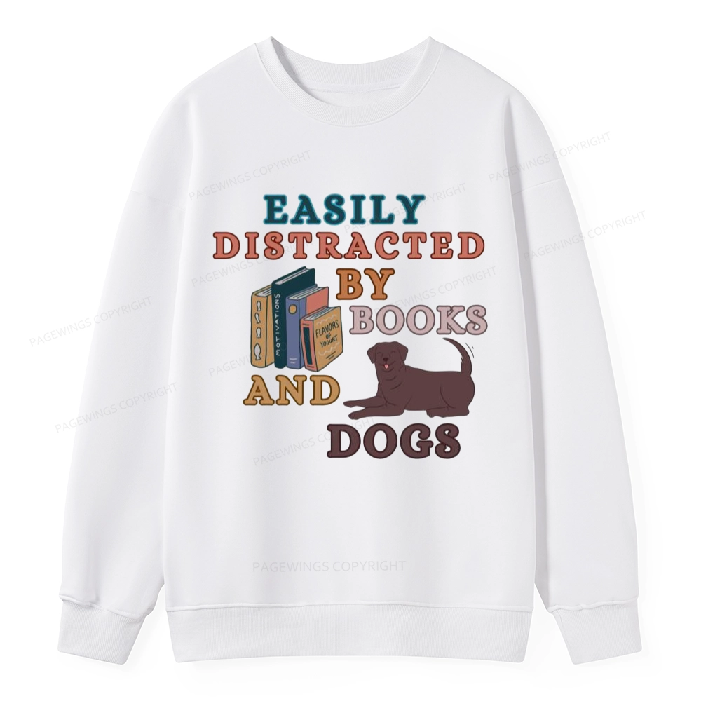 Pagewings Easily Distracted By Books And Labrador Unisex Classic Sweatshirt