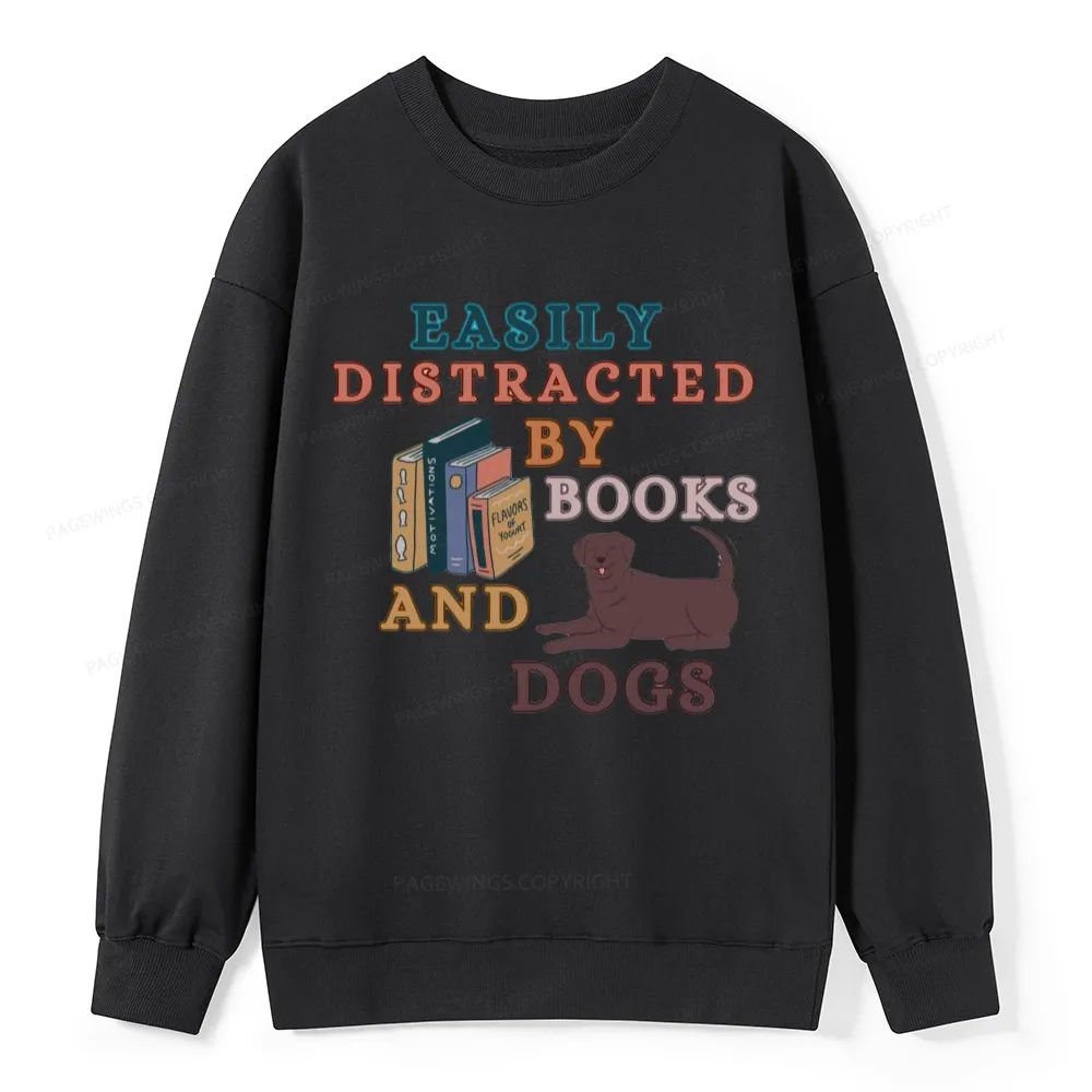 Pagewings Easily Distracted By Books And Labrador Unisex Classic Sweatshirt