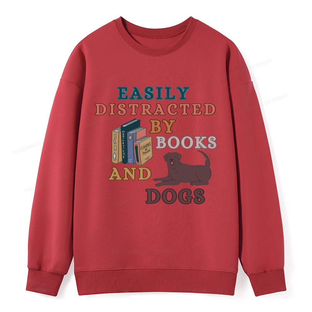 Pagewings Easily Distracted By Books And Labrador Unisex Classic Sweatshirt