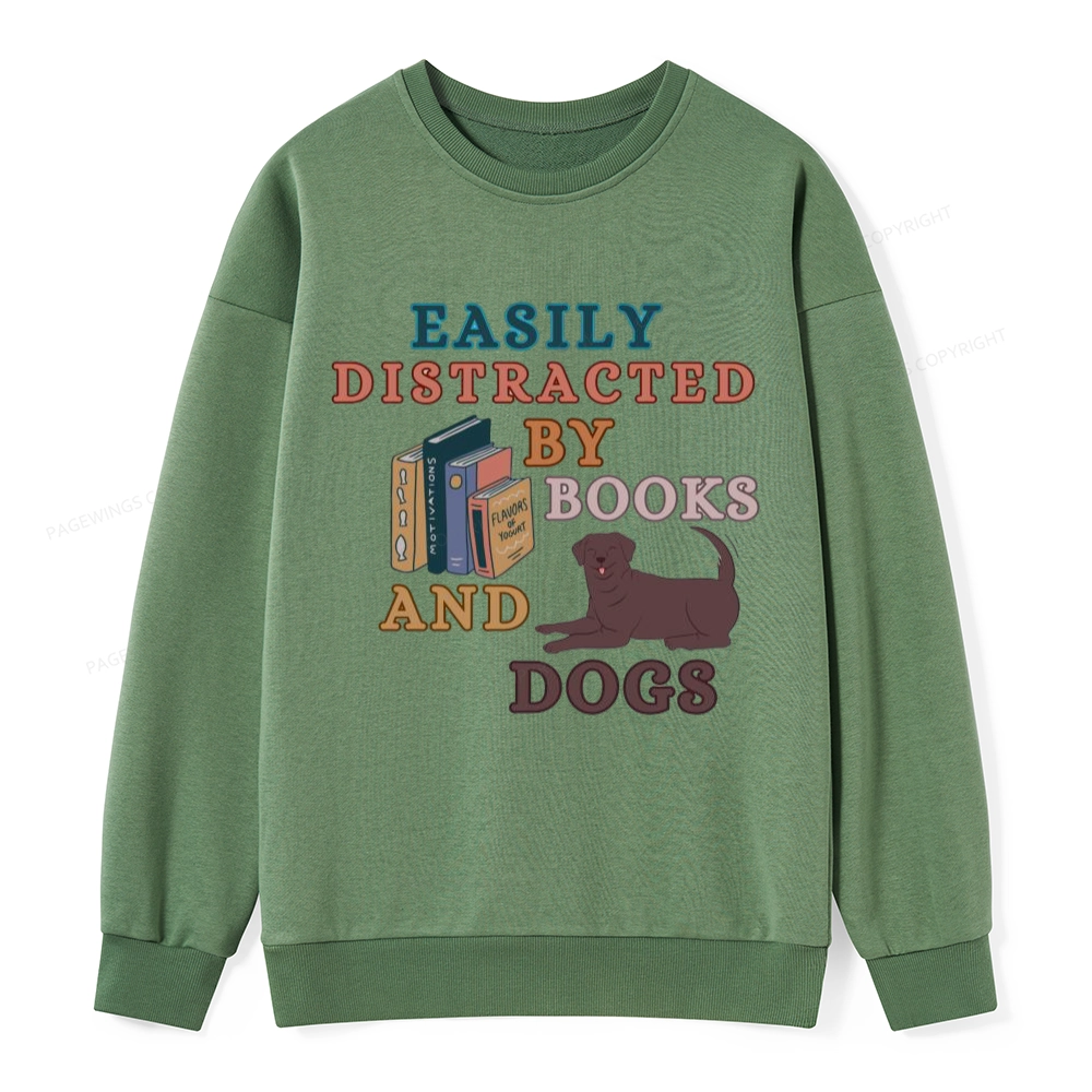 Pagewings Easily Distracted By Books And Labrador Unisex Classic Sweatshirt