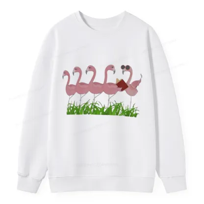 Pagewings Funny Flamingo Reading Book Unisex Classic Sweatshirt
