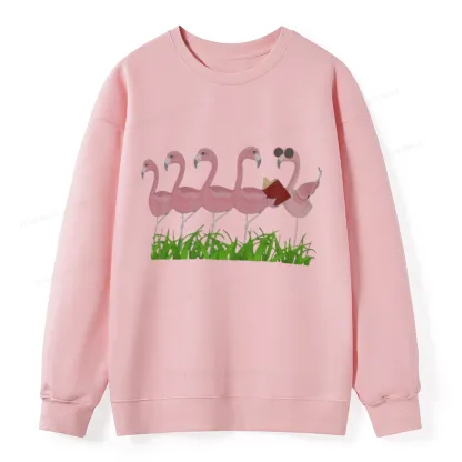 Pagewings Funny Flamingo Reading Book Unisex Classic Sweatshirt