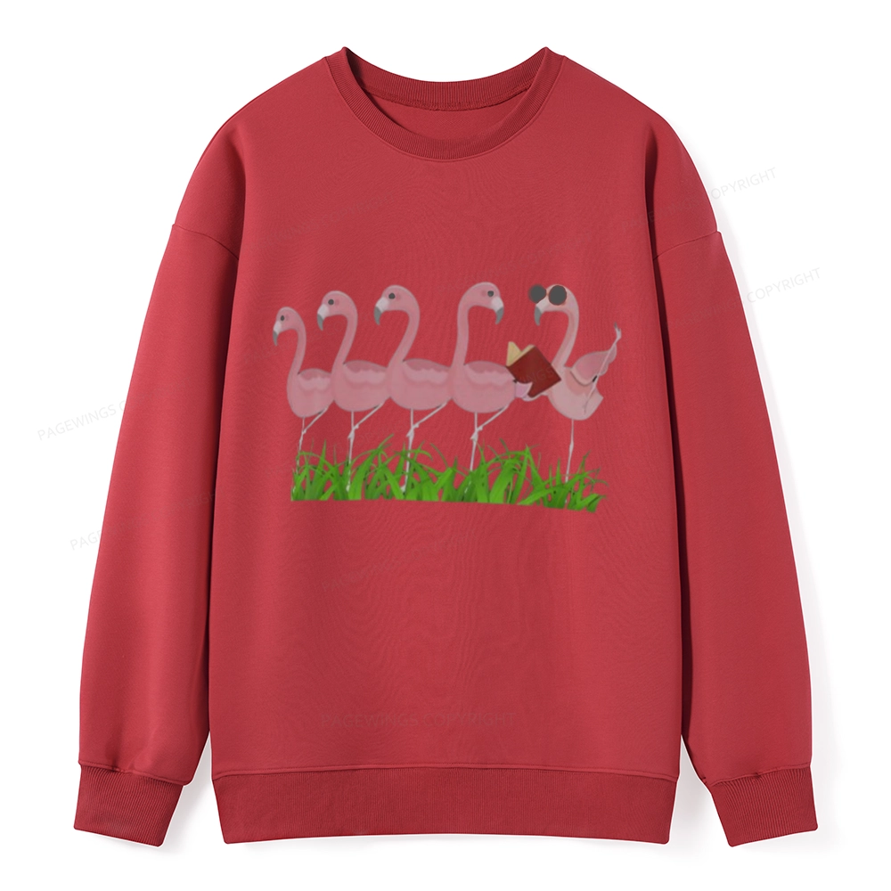 Pagewings Funny Flamingo Reading Book Unisex Classic Sweatshirt