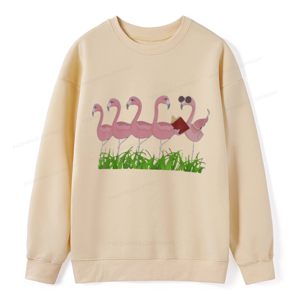 Pagewings Funny Flamingo Reading Book Unisex Classic Sweatshirt