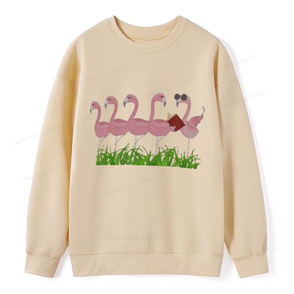 Pagewings Funny Flamingo Reading Book Unisex Classic Sweatshirt