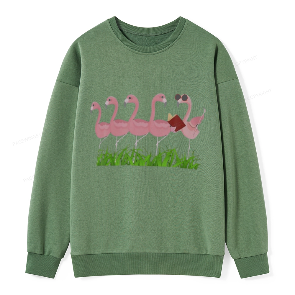Pagewings Funny Flamingo Reading Book Unisex Classic Sweatshirt