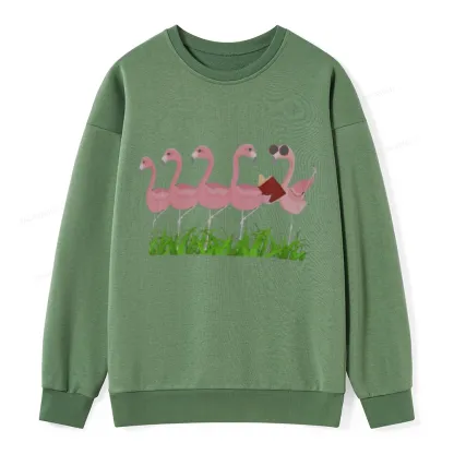 Pagewings Funny Flamingo Reading Book Unisex Classic Sweatshirt
